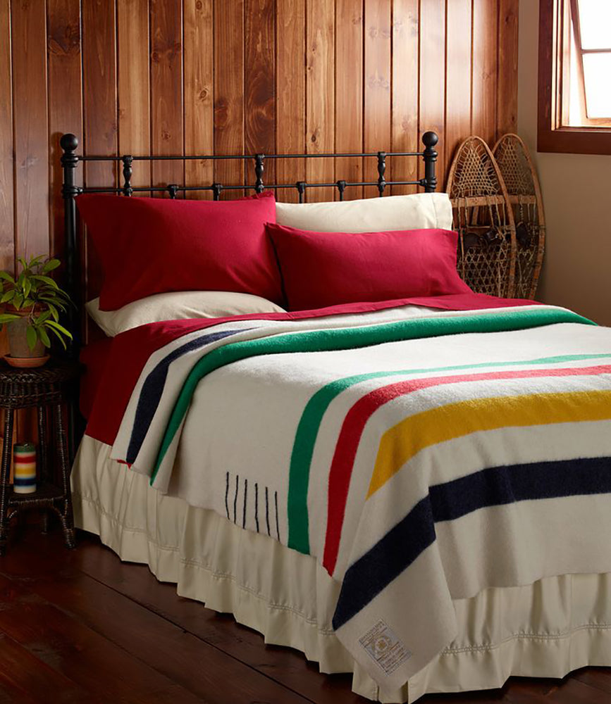 Hudson's Bay Company Wool Blanket Natural Stripes  -  100% Wool