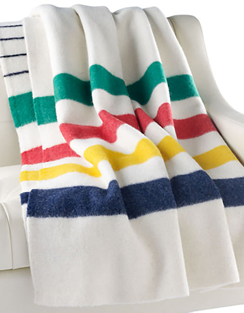 Hudson's Bay Company Wool Blanket Natural Stripes  -  100% Wool