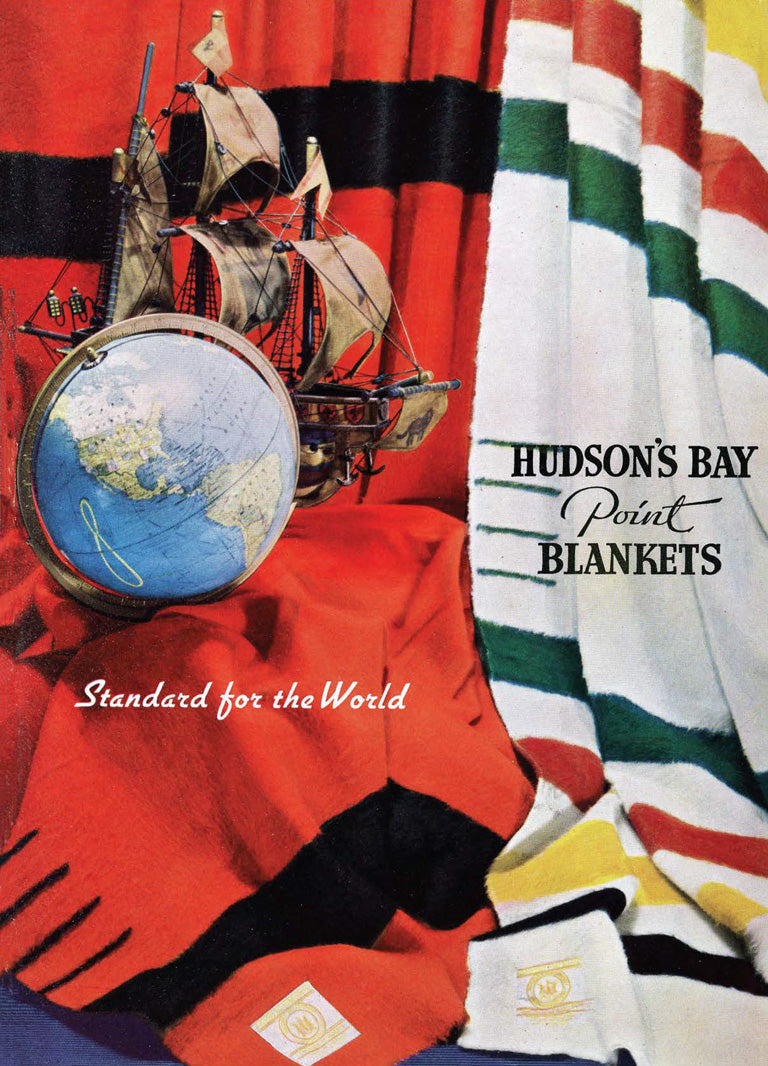 Hudson's Bay Company Wool Blanket Natural Stripes  -  100% Wool
