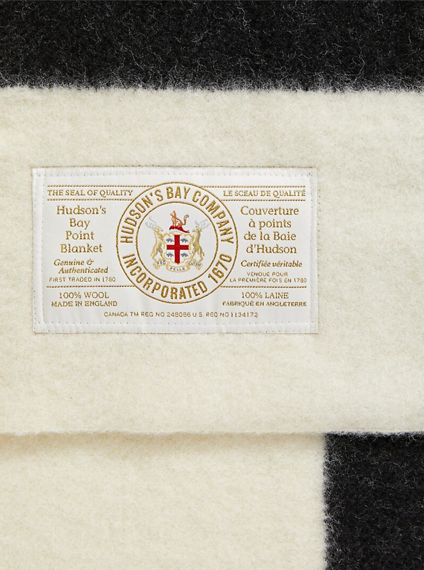 Hudson's Bay Company Wool Blanket Oxford White -  100% Wool