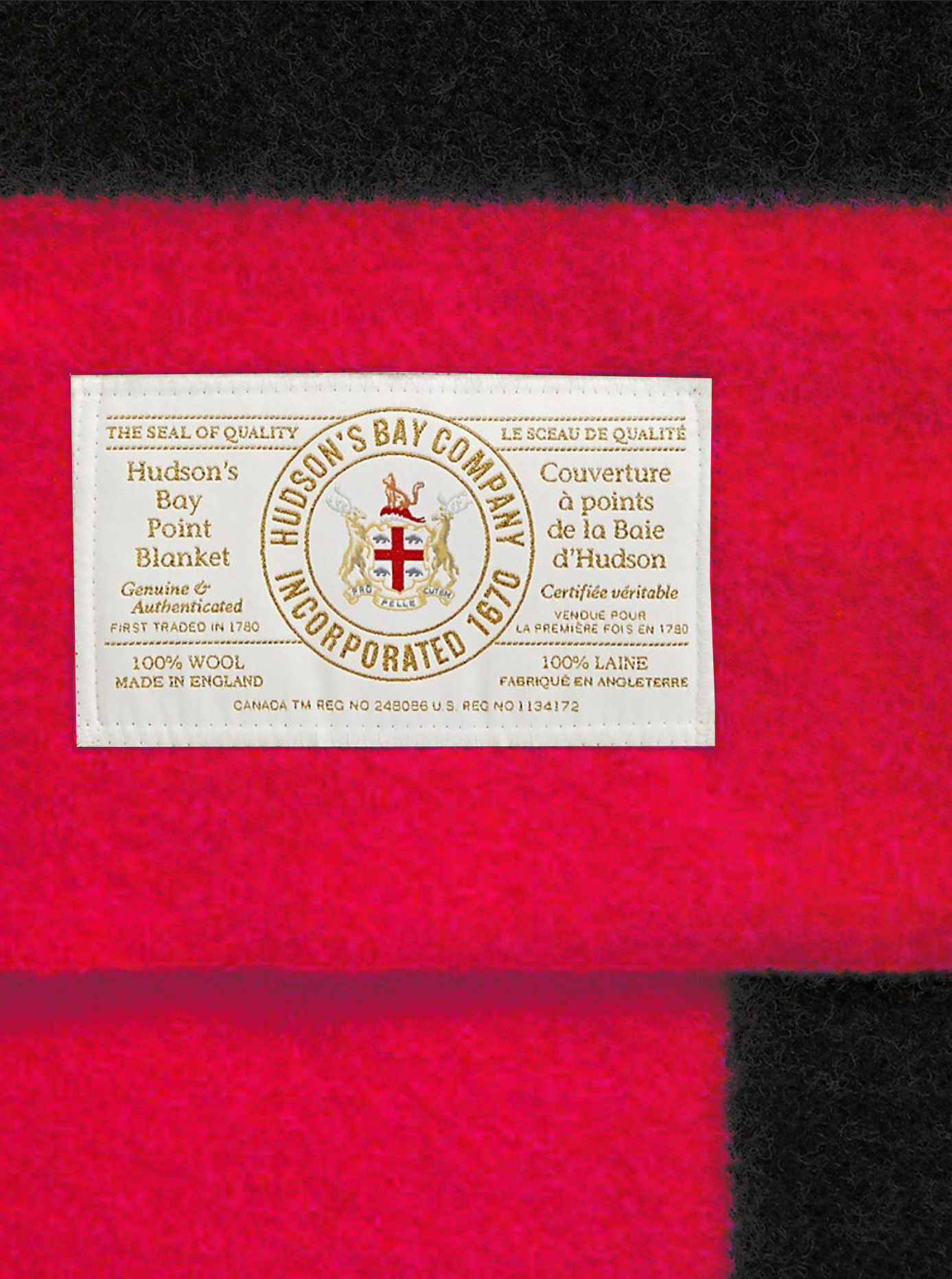 Hudson's Bay Company Wool Blanket Scarlet  -  100% Wool