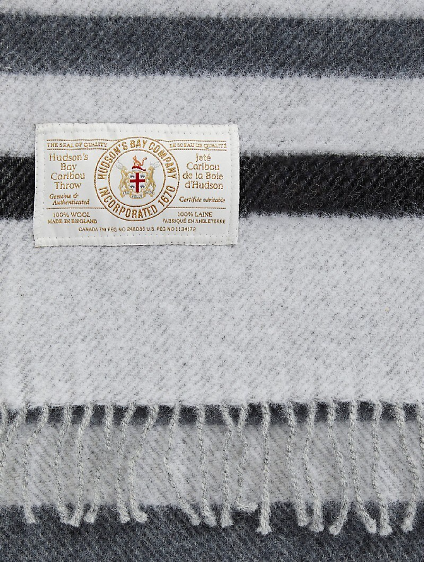 Hudson's Bay Company Caribou Wool Throw Sterling - 100% wool